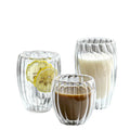 Double Wall Eco-Friendly Lightweight Borosilicate Glass Tumbler Pumpkin Striped 8oz/11oz/15oz Lamp Worked Modern Drinking Cup