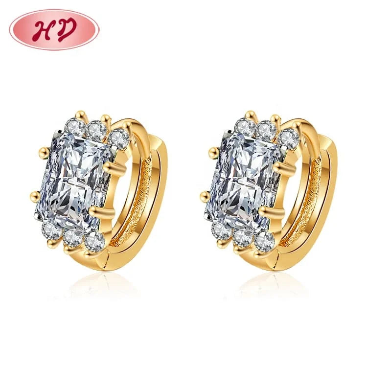 Best Selling List Batch of 18k Laminated Gold Luxury Cubic Zirconia Aaa Wholesale American Designer huggies Earrings
