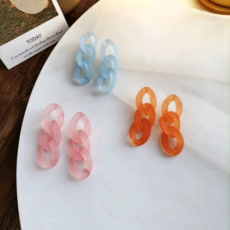 Fashion Korean Cute Jelly Color Unusual Drop Earrings Acrylic Chain Earrings Resin Long Dangle Earring for Women