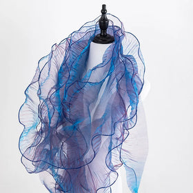12cm Shimmer Gradient Mermaid Sheer Organza Transparent Bright Wave Single Ruffle Lace Trim Pleated Mesh Lotus Leaf Fabric WB36