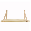 Single-Tier Wall-Mounted Wood Shelves with Leather Belt Foldable Storage Organizer for Home Kitchen Bathroom & Pot Use