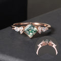 OL1020 Abiding Jewelry 2025 New Square Gemstone 925 Sterling Silver Engagement Moss Agate Ring With CZ Side Stone