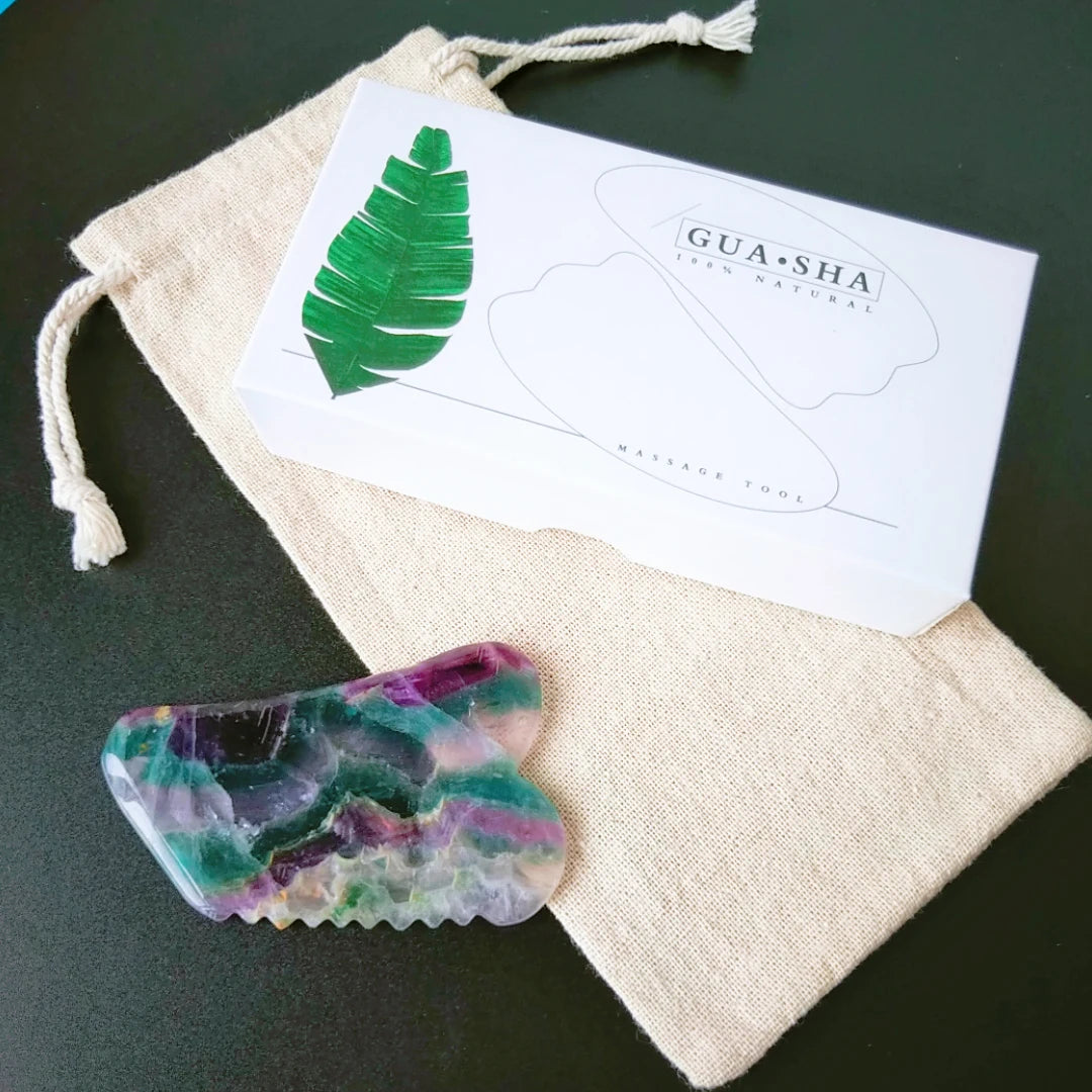 Huiying Beautiful Equipment Fluorite square Jagged Shape Face and Body Natural Gem Stone Gua Sha Board