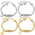 BINSHUO Wholesale Custom Stainless Steel Jewelry Laser Engraved Five Pointed Butterfly Crown Love Pendant Children's Bracelets