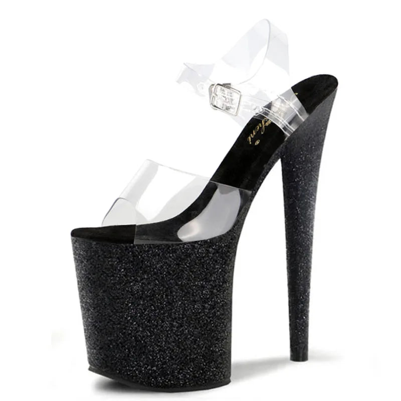 20 cm Thin Heel Super High Heel Thick Sole Platform Steel Pipe Dance High Heels Club Fashion Large Size Leaky Toe New Sandals