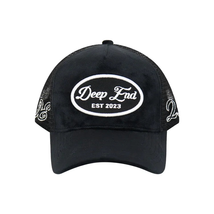Custom Applique Embroidery Hat 5 Panel Blank Velvet Trucker Cap