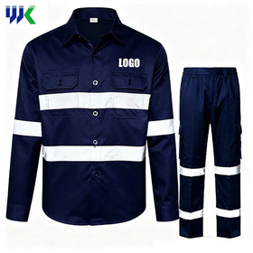 Reflective High Visibility Polyester Cotton Twill Unisex Work Suits Breathable Durable In-Stock for Construction