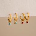 Dazan New Hot INS Trendy 18k Pvd Gold Plated Stainless Steel Vintage Pendant Square Colorful Zircon Earrings Fancy Jewellery