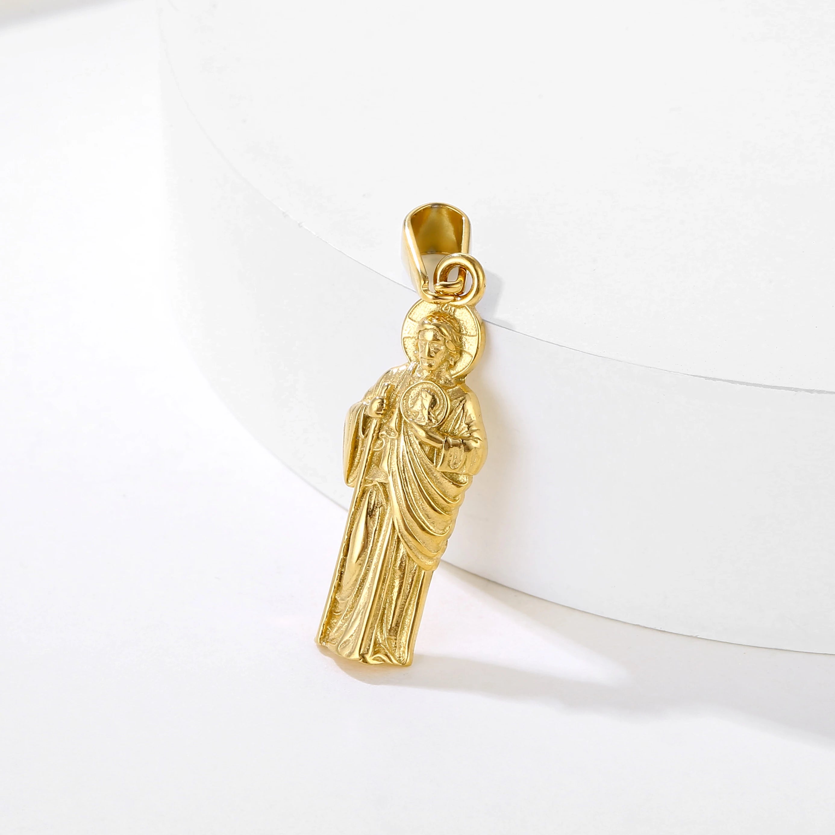 Christian Stainless Steel 18k PVD Gold Plated Catholicism Saint Religious Prayer Saint Jesus Fashion Jewelry Pendants Charms
