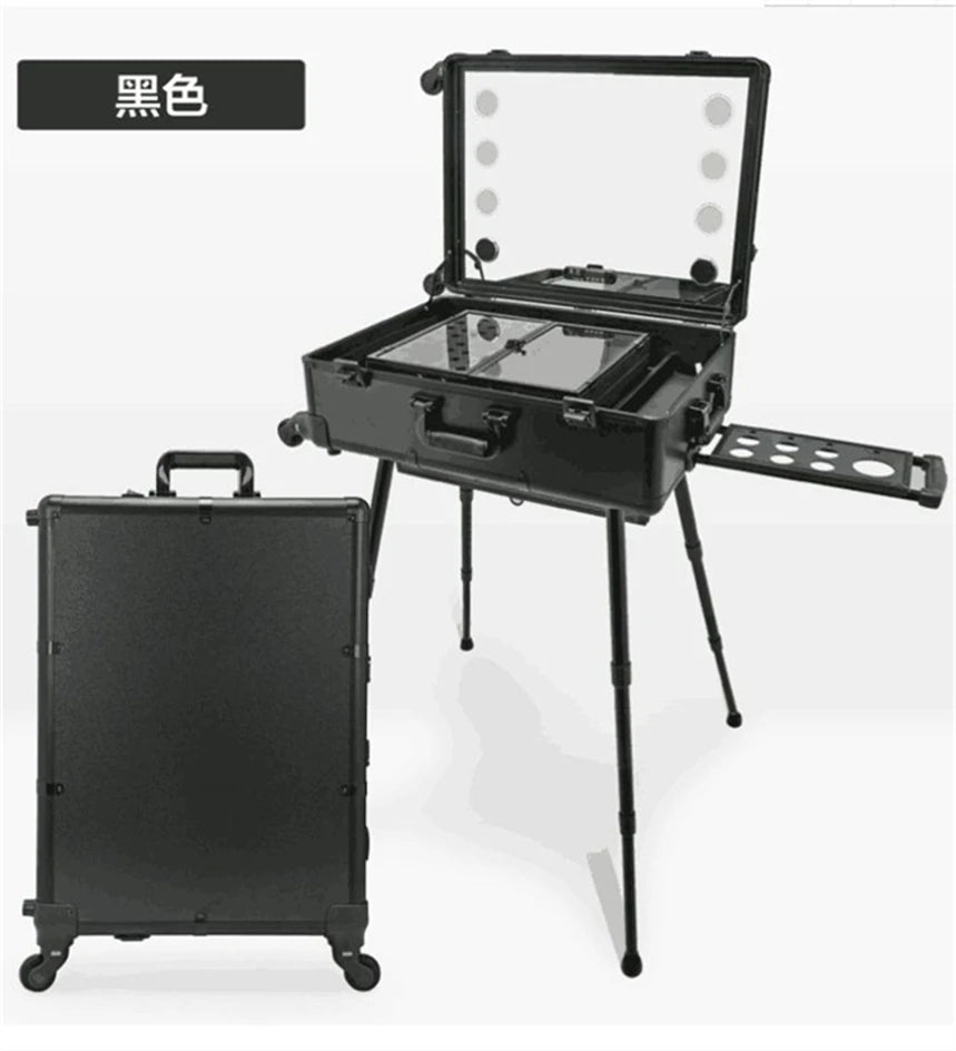 Tezelong Beauty Cosmetic 24inch Inside Led Makeup Carry case With 6 Lights