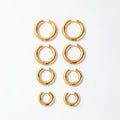 New Trendy Earring 18K Gold Plated Simple Smooth Surface Stainless Steel Jewelry Chunky Hoop Earrings for Women MegaBDM