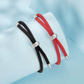 925 Sterling Silver Red Black Rope Bracelet Lucky Couple Bracelet Fit Bead Charms DIY Woman Jewelry Accessories Gift SCB268