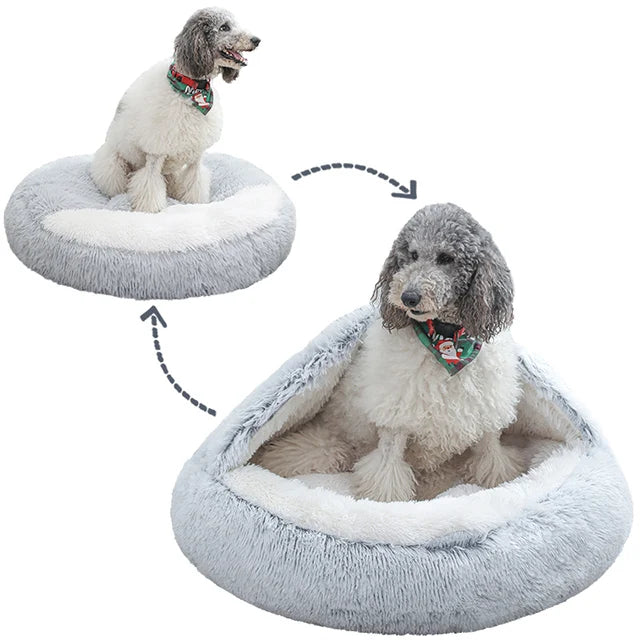 Comfortable Plush Emoticon Nest for Dogs Water-Repellent and Tear-Resistant Materials Warm Solid Pattern Pet Bed