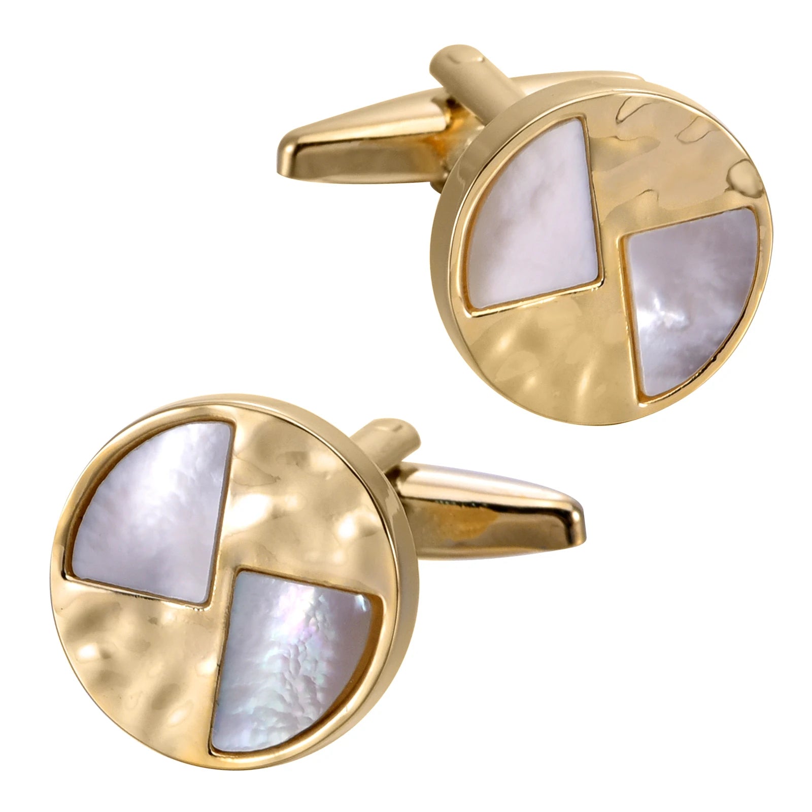 Water Ripple Silver Gold Metal Mother of Pearl Men Cufflinks