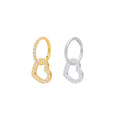 ASTM F136 Titanium 16G Heart Shaped Paved With CZ Dangle Clicker Fashion Earrings Helix Daith Earlobe Piercing Jewelry