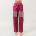 Factory Custom Producing Ankle Length Rhinestone Patched Waistband Big Pockets Stacked Cargo Pants Women