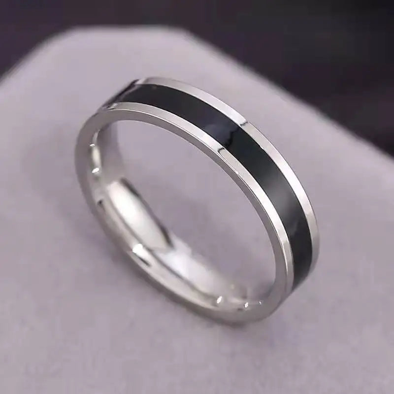 Hot Selling Fashion Luxury Gold Plated Rings Titanium Steel White Black Jewelry Factory Enamel Finger Rings