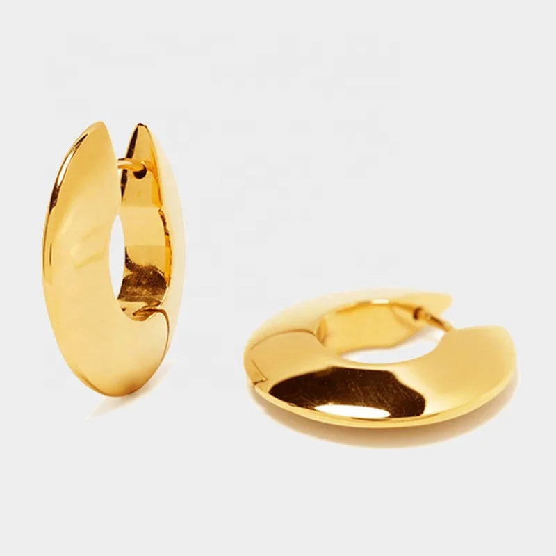 Hundreds of Simple Brass Electroplated 18k Gold Flat Round Shiny Hoop Earrings Universal Jewelry Customized