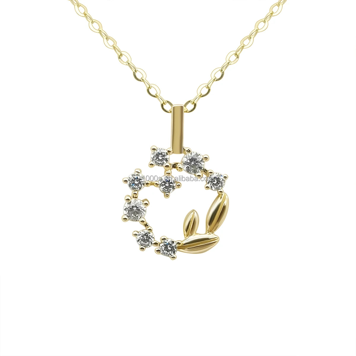 Women's Fashion Design 9K Real Gold Long Chain Pendant Necklace Diamond Zircon Cute Ball Shape Wedding Gift Wholesale Jewelry