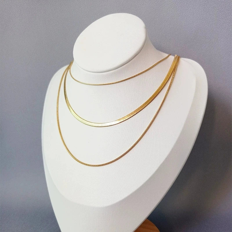 Hot Selling New Stainless Steel Snake Bone Charm Necklace 18K Gold-Plated Link Chain Multi-Layer Women's Fashion Gift