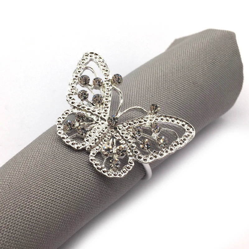 Bulk Sale Alloy Metal Table Napkin Ring Holder Silver Napkin Rings butterfly Napkin Rings for Table Settings