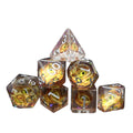 Custom Dice Bulk D6 DND Game Resin 7pcs Polyhedral Round Edge Dnd Gold Dragon Eye Dice Set