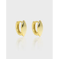 Fine Jewelry Real Gold Plated Earrings Ear Buckle Smooth Oval S925 Sterling Silver Hoop Earring for Ladies