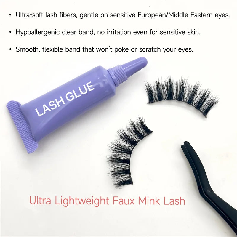2026 Excellent Featherlight cat Eye LashesSuperior Korean Pbt Private Label Eyelashes Volume Eyelash clear Band
