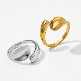 New 2024 Unique Stylish Glossy Surface Ring Casual Geometry Irregular Stainless Steel Rings for Girls