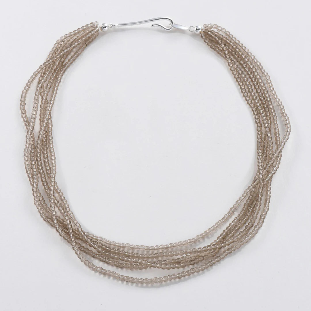Fashion Delicate Multi-Layer Stacking Gray Crystal Healing Stone Beaded Necklace for Women Jewelry Factory Wholesale