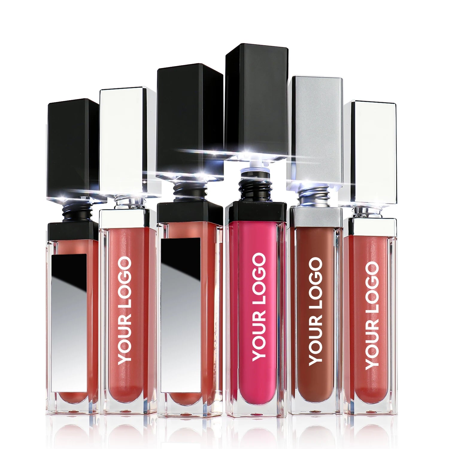 Light up Silver Lip Gloss Tudes Lip Plumper Gloss Vendor clear Vegan Glossy Lip Gloss With Box and logo