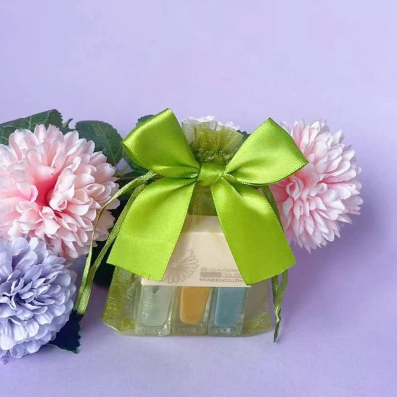 Nice Quality Green Series Organza Bags for Sweets Pouches Organza Drawstring Coins Bags