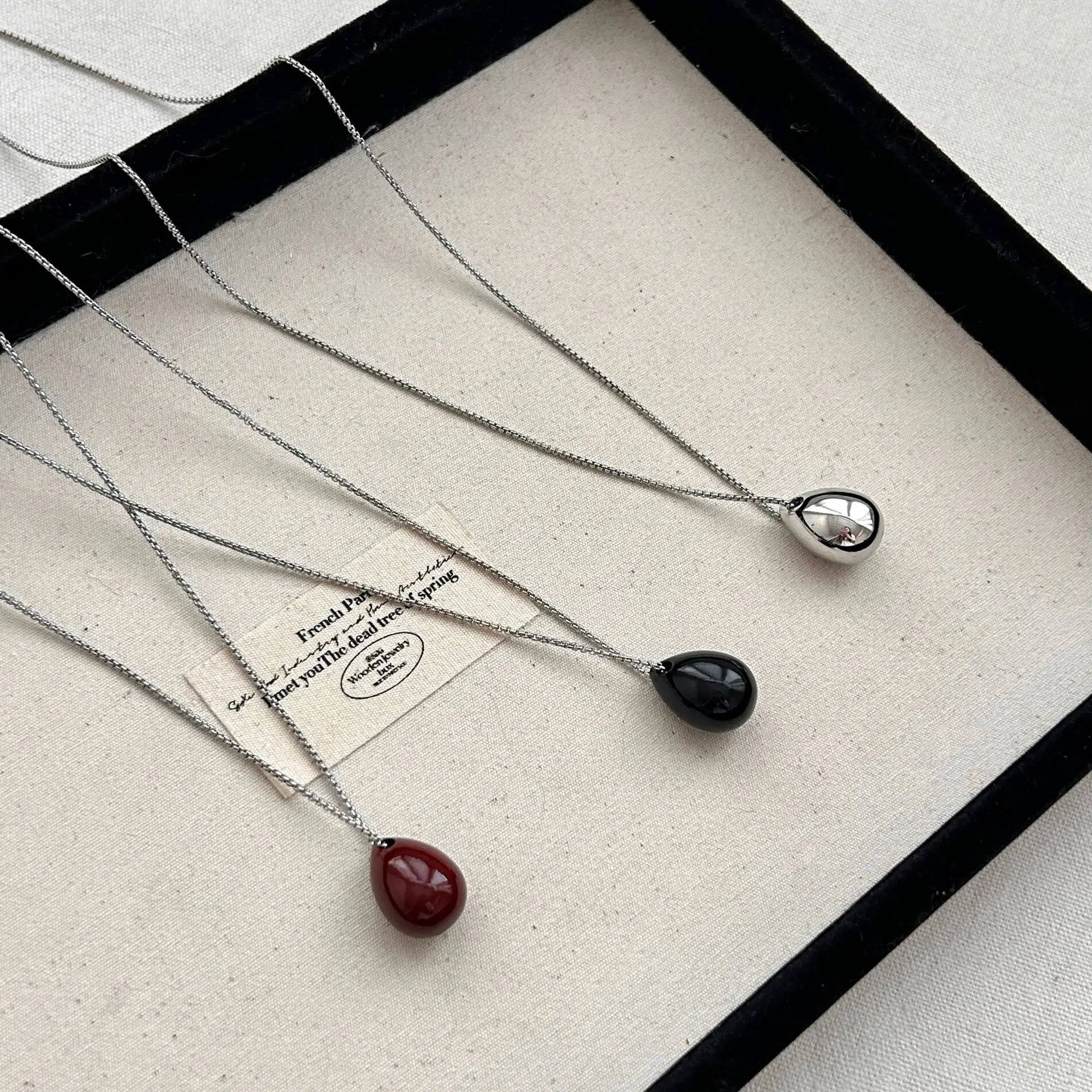 DAIHE Minimalist Teardrop Pendant Necklace Titanium Steel Y2K Layering Chain Women Trendy Jewelry Gift