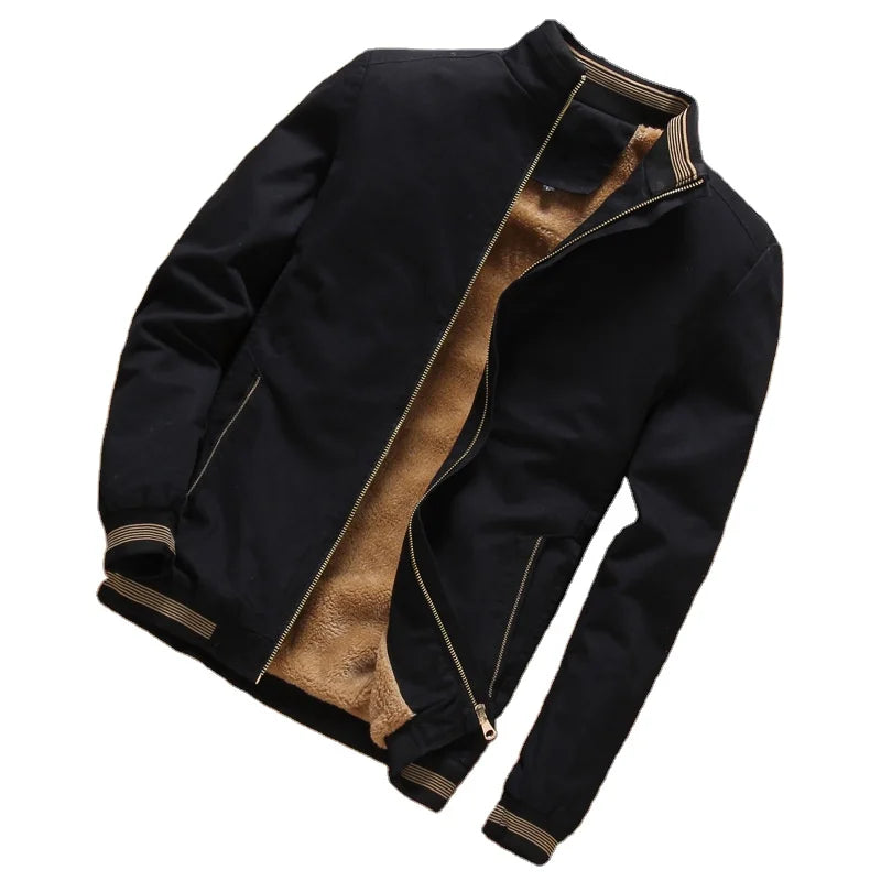 Men Bomber Jackets Casual Male Outwear Fleece Thick Warm Windbreaker Jacket Mens Baseball Coats Clothing