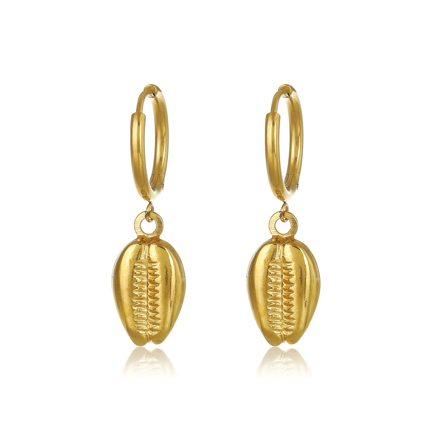 Ivanda Fashion Designer Luxury 18K Gold Plated Stainless Steel Jewelry Unique Design Coffee Bean Charm Drop Earrings
