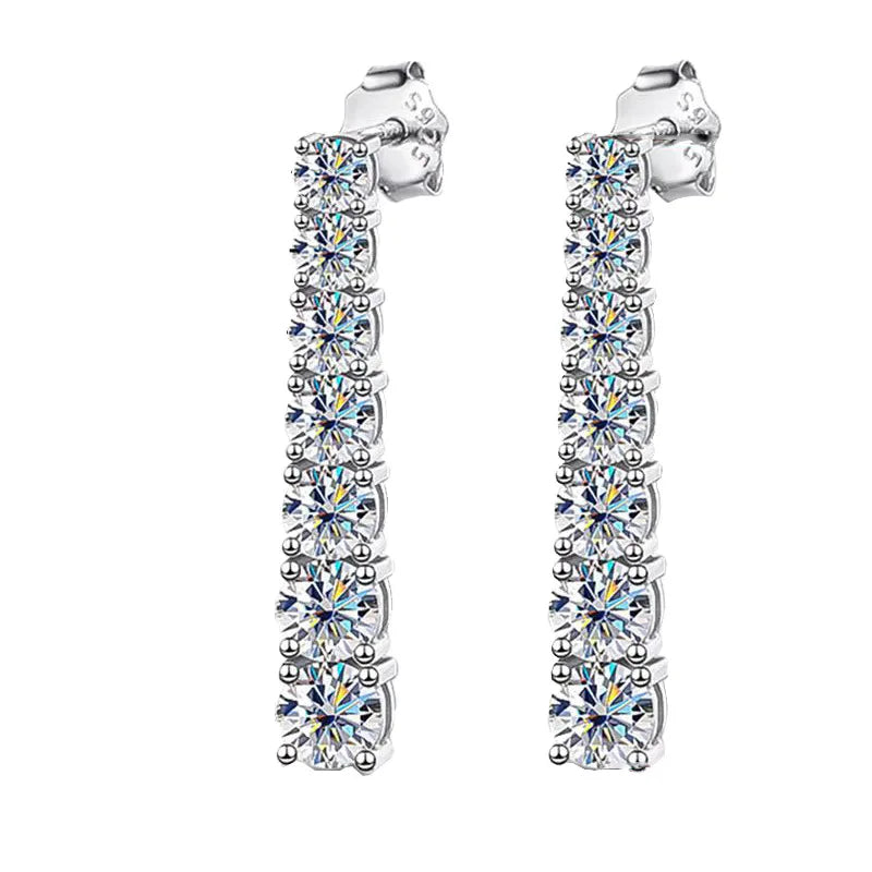 925 Sterling Silver Full Moissanite Long Tassel Earrings with a High Sense of Light Luxury Moissanite Earrings for Women