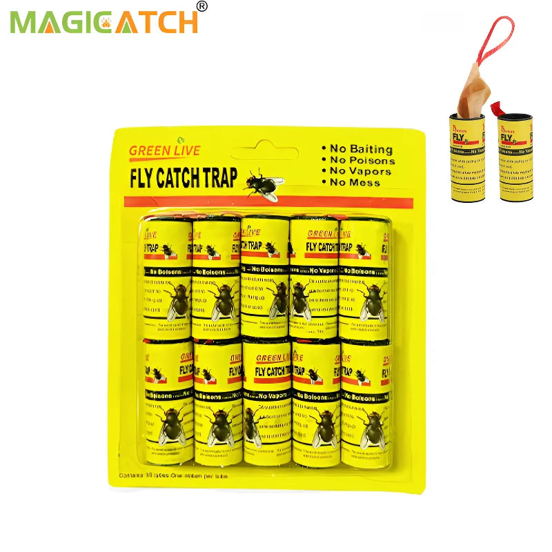 10-Pack Bulk Solid Disposable Sticky Fly Traps Non-Toxic Strong Glue for Indoor/Outdoor Pest Control Homes Restaurants Gardens