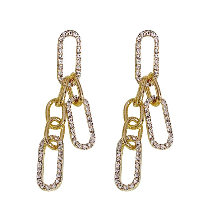 New Trendy Fashion 925 Silver Needle Stud Earrings Light Luxury Chain Earrings for Women