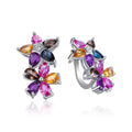A3546 Abiding Fine Jewelry Factory Classic Flower Cluster 925 Sterling Silver Natural Colorful Multi Gemstone Charm Earrings