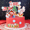 Christmas Cake Decoration Train Elk Topper Red and Green for Party Dessert Table Baking Table Arrangement Dress up