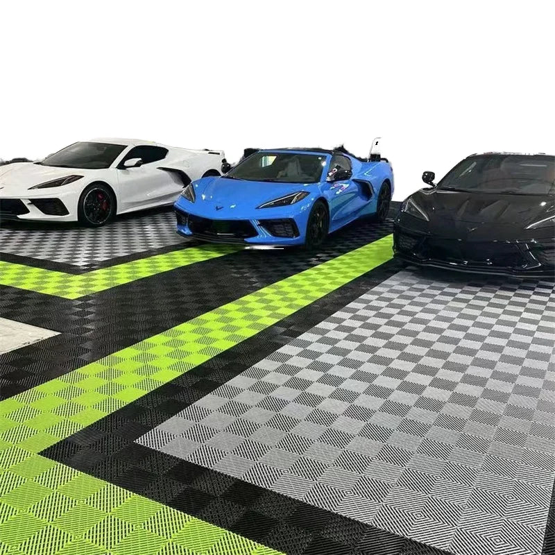 Modern Anti-Slip Indoor Garage Cabin Floor Tiles Popular PP Plastic PVC Plain Surface Texture Graphic Design Easy Click Solution
