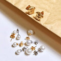 Boho Round White Freshwater Artificial Pearl Stud Earrings for Women Stainless Steel 18k Gold Plated Pearl Earrings Wholesale