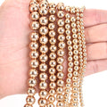 AsVrai U Natural Hematite Stone Beads KC Gold Color Loose Round Beads for Jewelry Making DIY Bracelets Accessories Wholesale