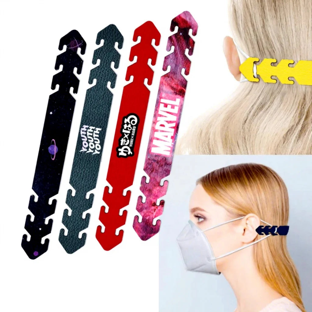 2025 Customized Straps Adjustable Ear Saver Head Band Extension Comfortable Anti-tightening Ear Protector Eco-friendly PU