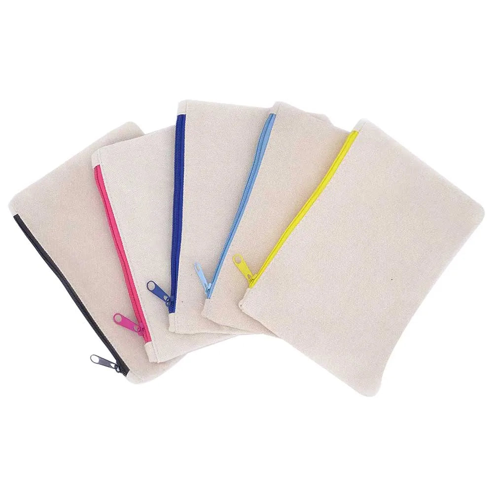 DIY Multi Function Eco Friendly Custom Canvas Zipper Pouch Fabric Makeup Large Plain Blank Pencil Case Pen Stationery Bag