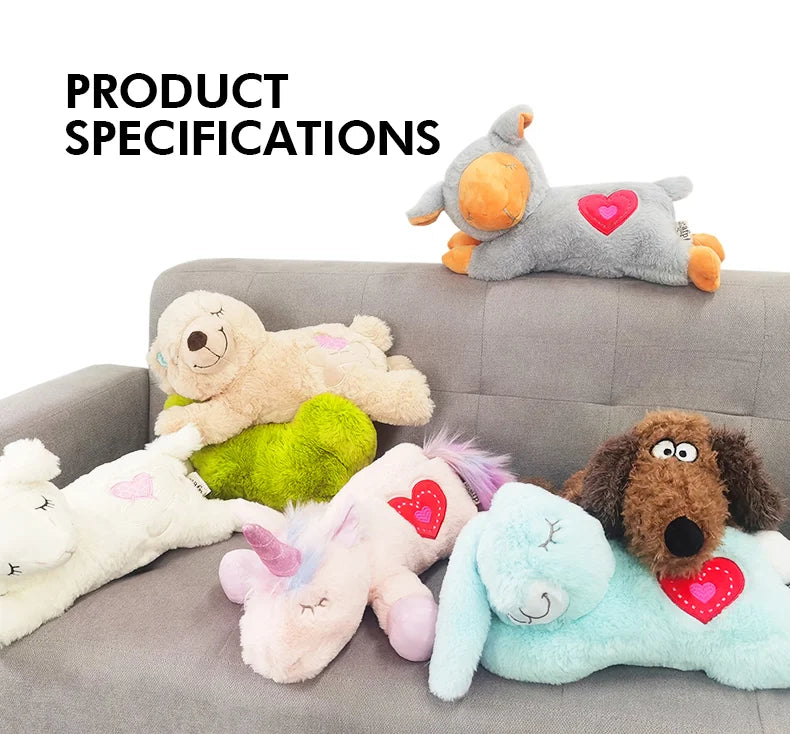 New Pet Comfortable Behavioral Aid Heat Dog Companion Plush Stuffed Animals Heartbeat Puppy Toy with Heart Beat