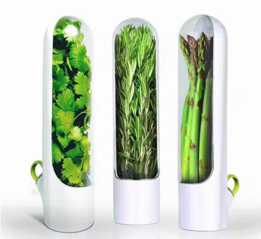 Kitchen Herb Savor Pods Storage Container Freshness Herb Keeper Transparent Refrigerator Herb Saver Food Storage Container