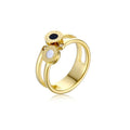 Fashion Womens Shell Rings Stainless Steel Gold Plated Engraved Roman Numerals Ring