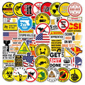50Pcs Safety Helmet Motorcycle Warning Sticker For Boy Adult Funny Decorative Luggage Laptop Fashion Graffiti Stickers