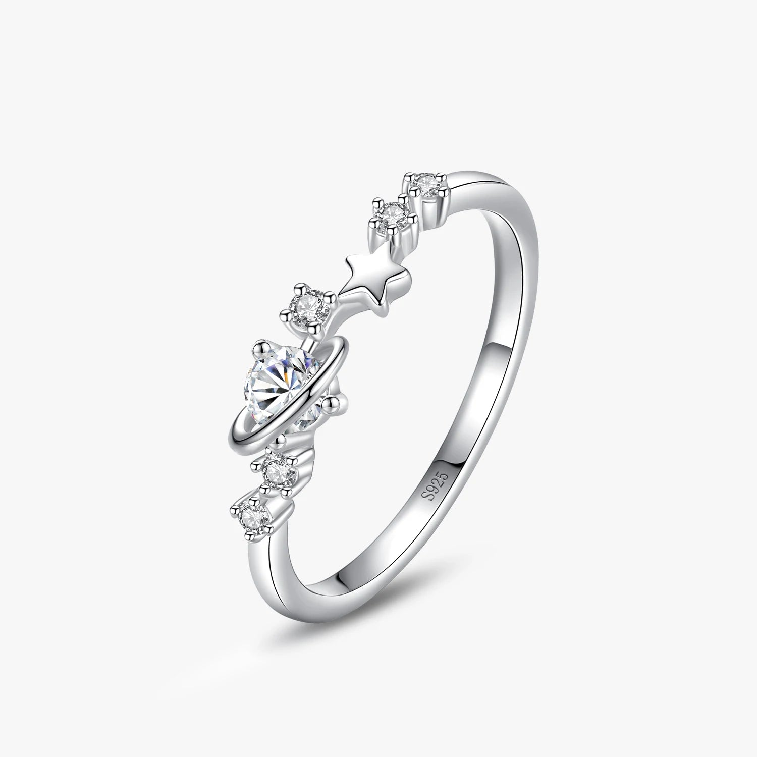 Ailmay Irregular Shape Stars Clear Zircon Ring for Women Fine Jewelry 925 Sterling Silver Fashion Trendy Wedding Bands or Rings